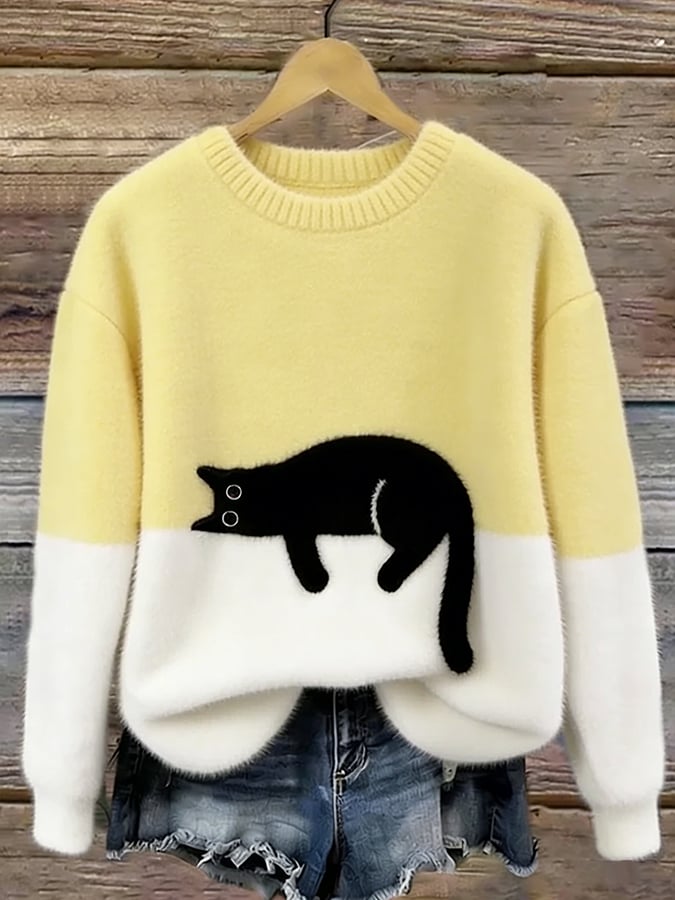 Lina™ | Ruimvallende Trui met Kattenprint