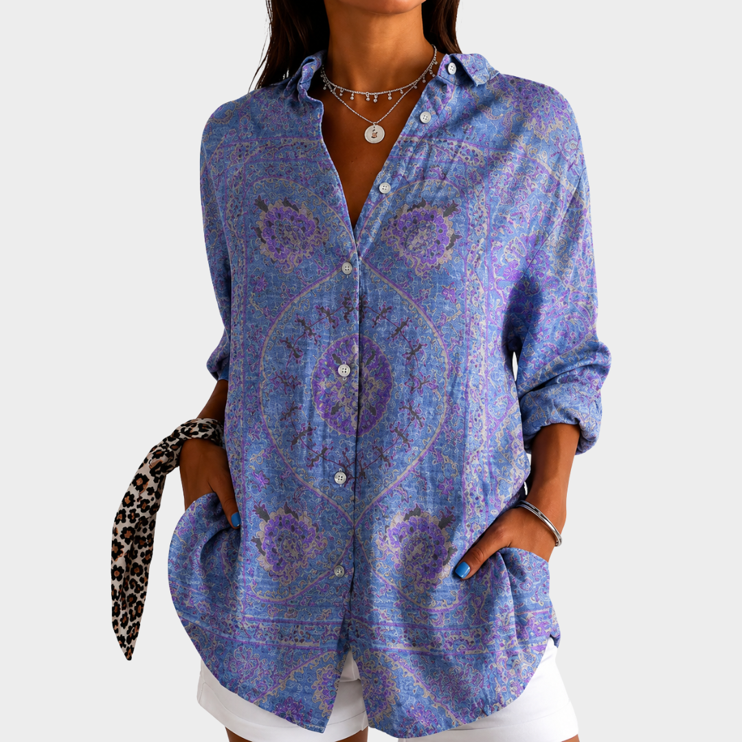 Thérèse | Lavendel Mozaïek Gratie Blouse