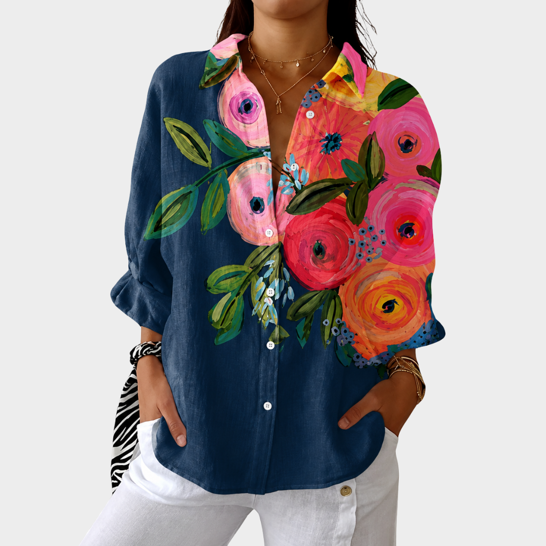 Vivienne | Luchtige Kleurrijke Bedrukte Blouse