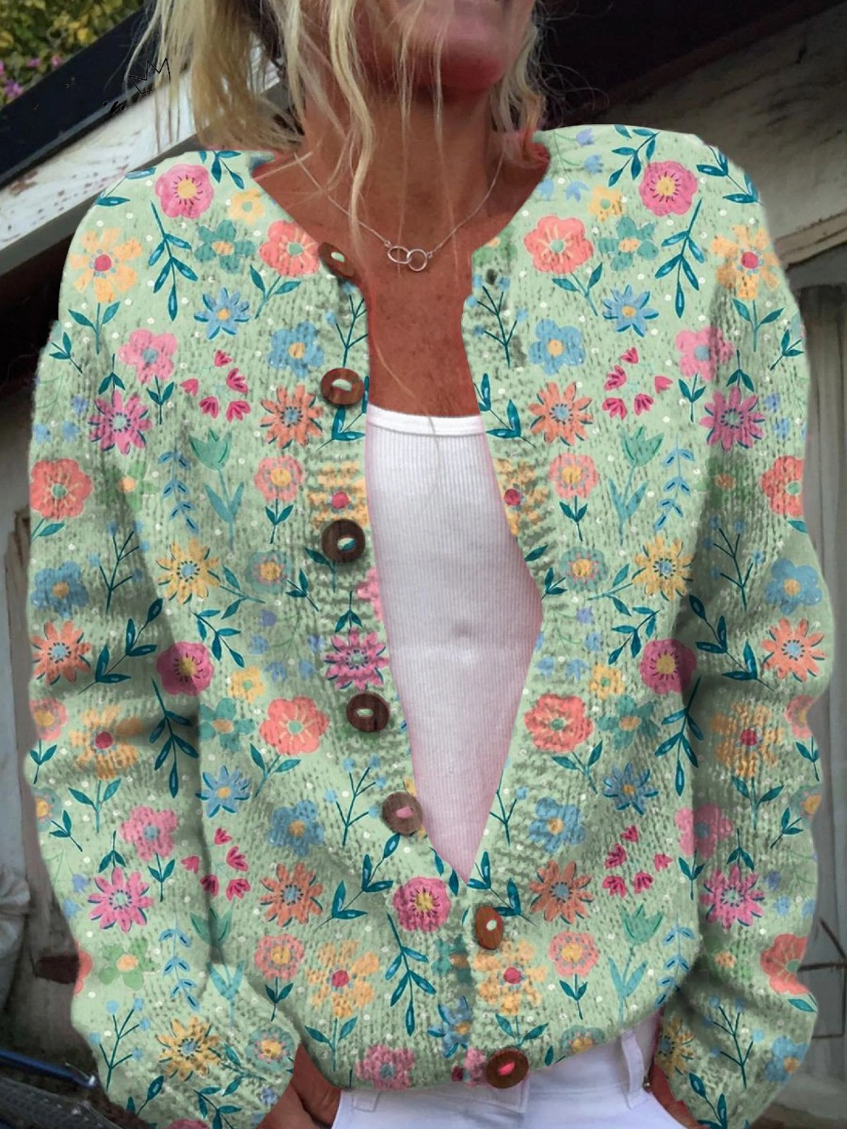 Marianne | Bloemen Patroon Print Knoop Vest