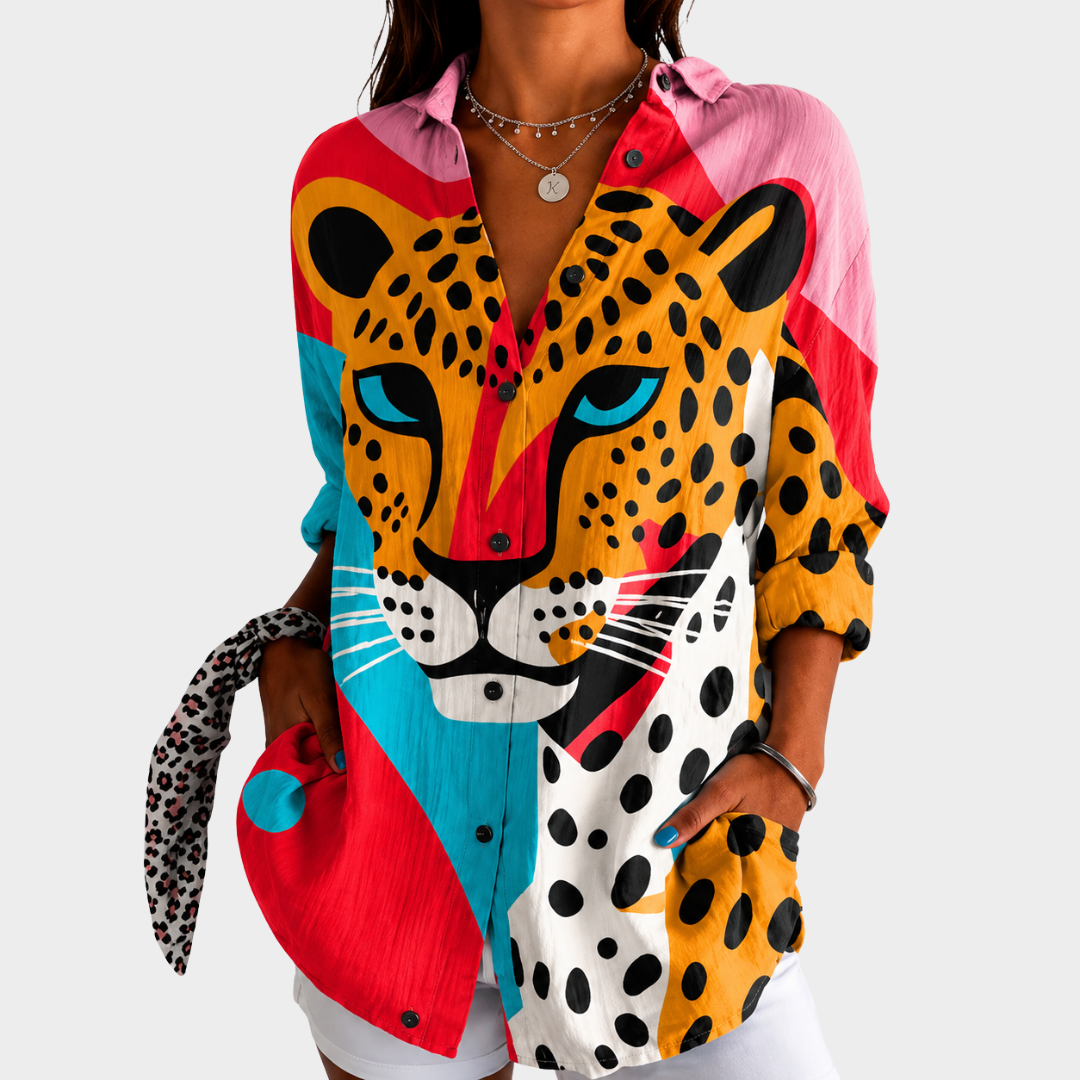 Corinne | Gedurfd Luipaardgezicht Blouse