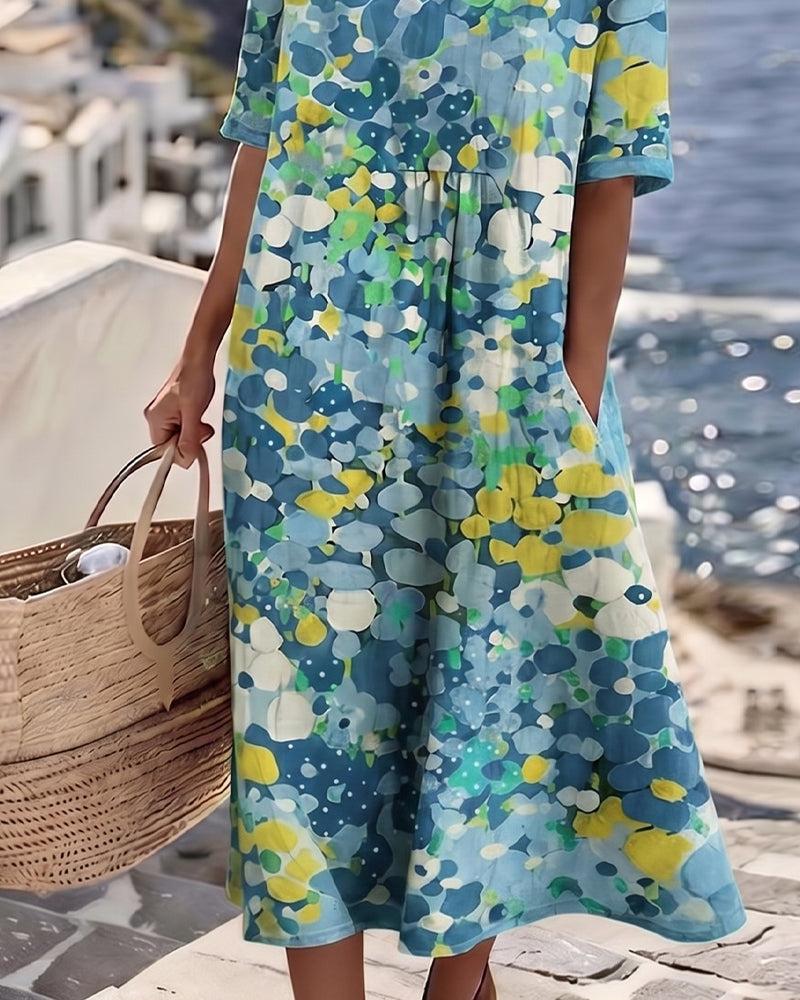 ALENA™ - ELEGANTE ZOMERLIJKE MIDI-JURK MET BLOEMENPATROON