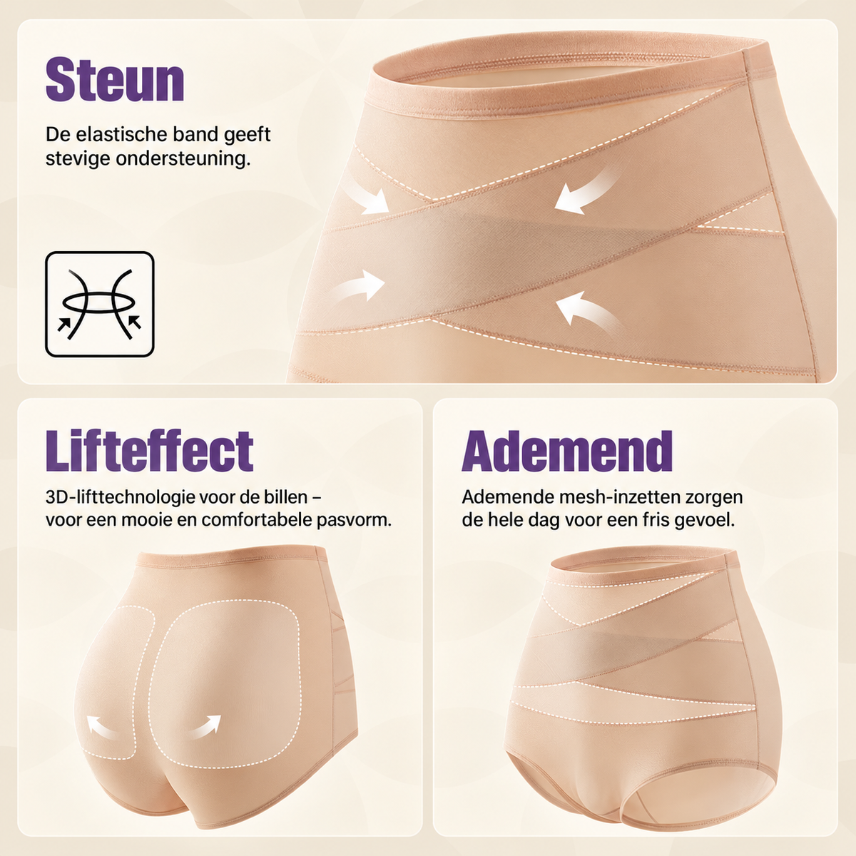 Hoge Taille Slips met Extra Steun – 3-Pack