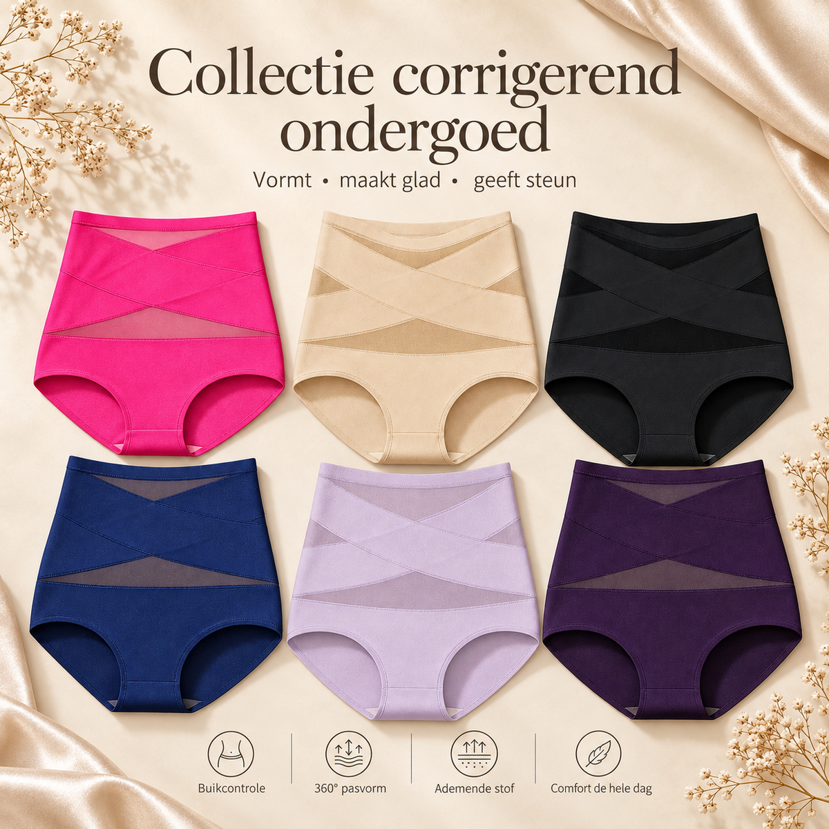 Hoge Taille Slips met Extra Steun – 3-Pack