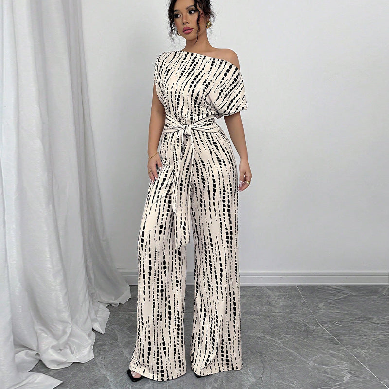 KENDI™ - Elegante Wijde-Pijpen Schuin Strap Jumpsuit