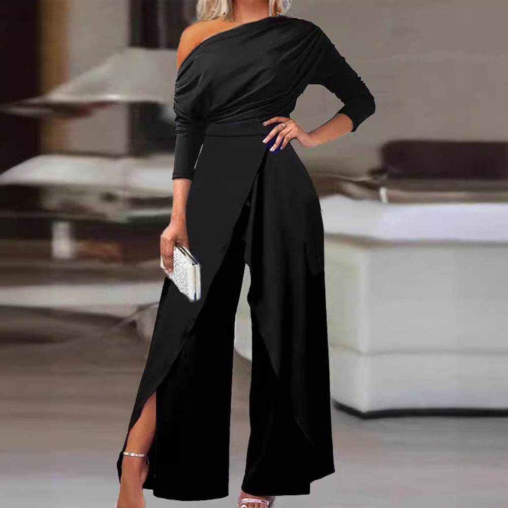 LEILANI™ - Elegante Gerimpelde Wrap Jumpsuit met Gespleten Zoom