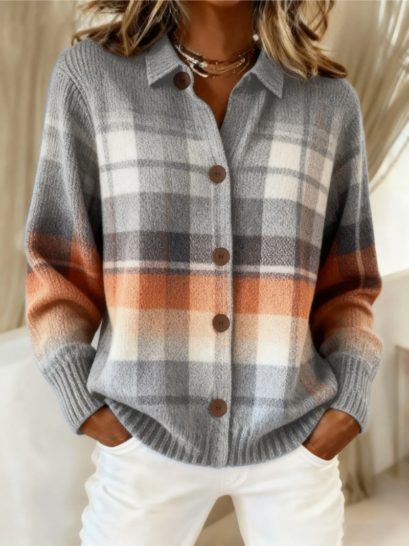Brigitte | Warm Ombré Geruit Vest
