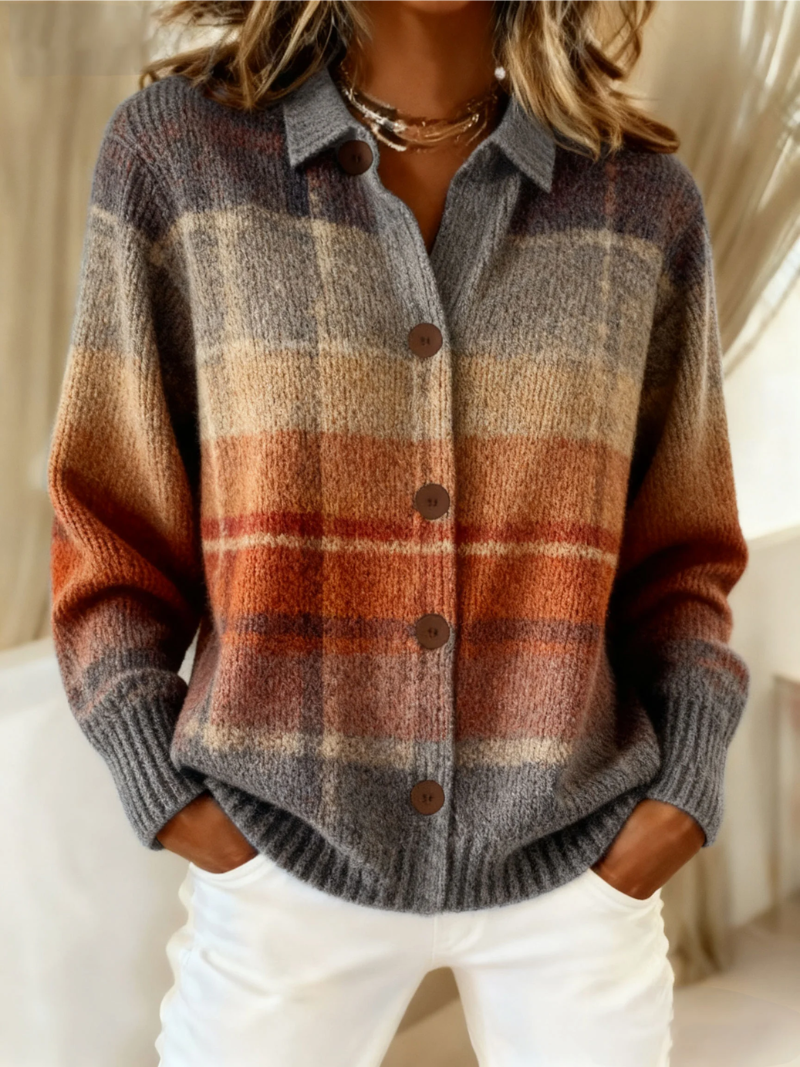 Linda | Herfst Ombré Geruit Vest