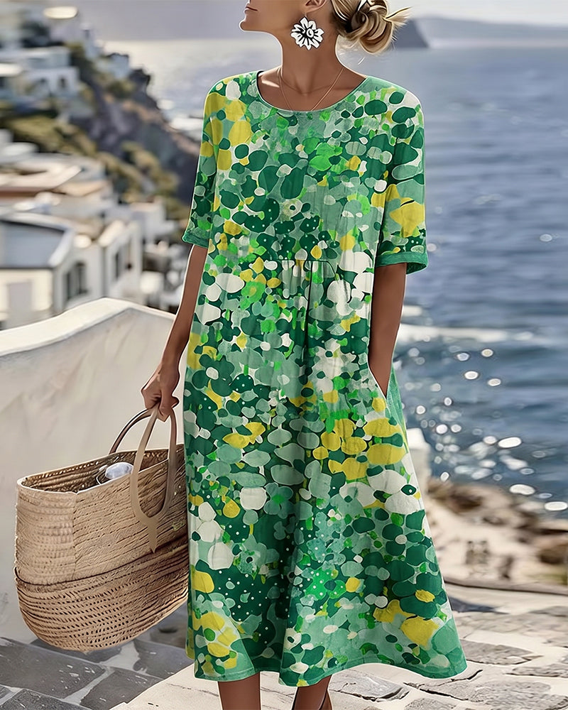 ALENA™ - ELEGANTE ZOMERLIJKE MIDI-JURK MET BLOEMENPATROON
