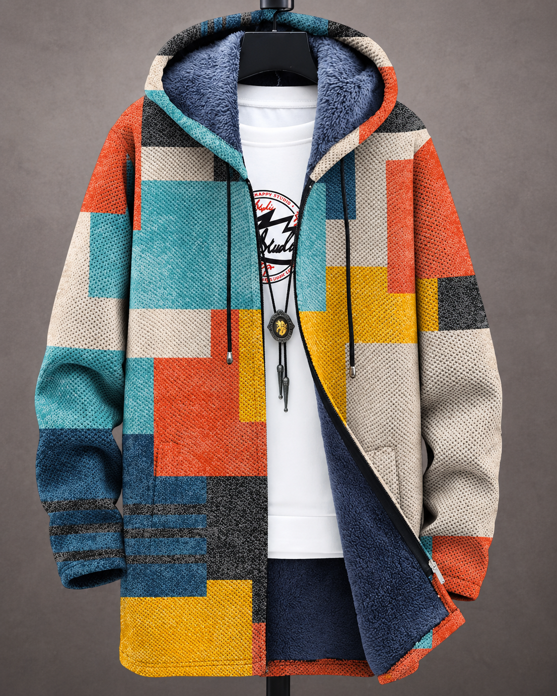 Riva™ | Kleurrijk Vest Met Capuchon En Geometrische Print