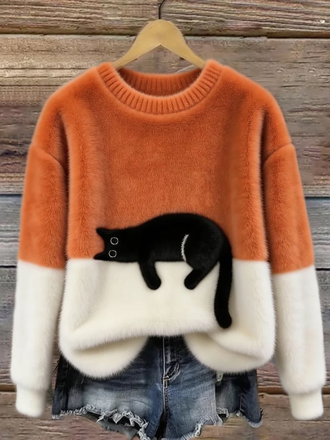 Lina™ | Ruimvallende Trui met Kattenprint