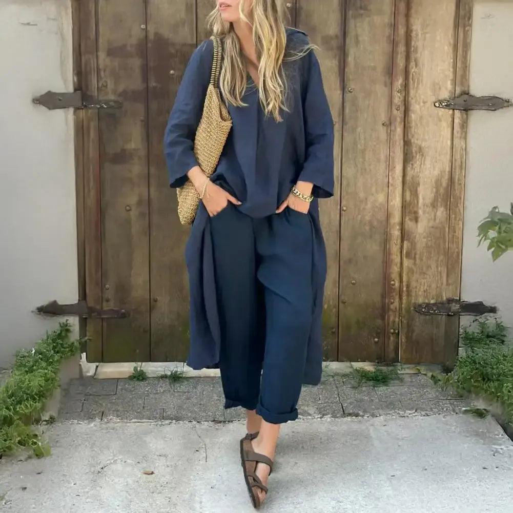 Lucía | Ontspannen Lange Vest en Brede Pantalon Twee-Delige Set