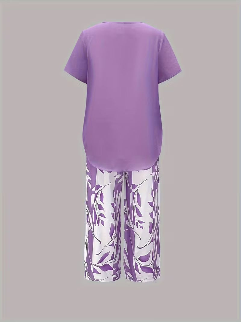 Arvessa | Casual Bladprint Twee Delige Set