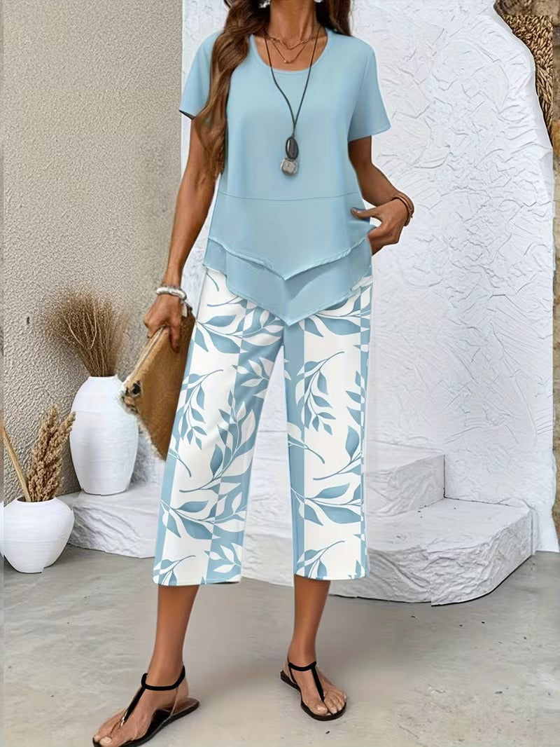 Arvessa | Casual Bladprint Twee Delige Set