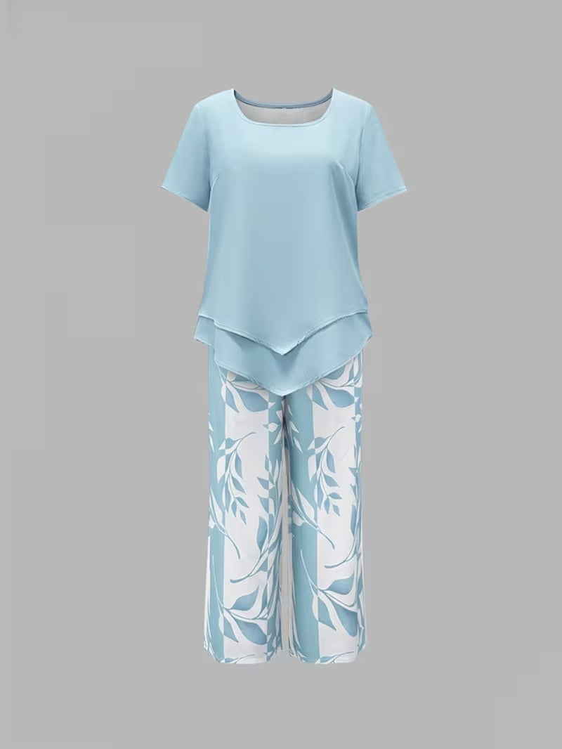 Arvessa | Casual Bladprint Twee Delige Set