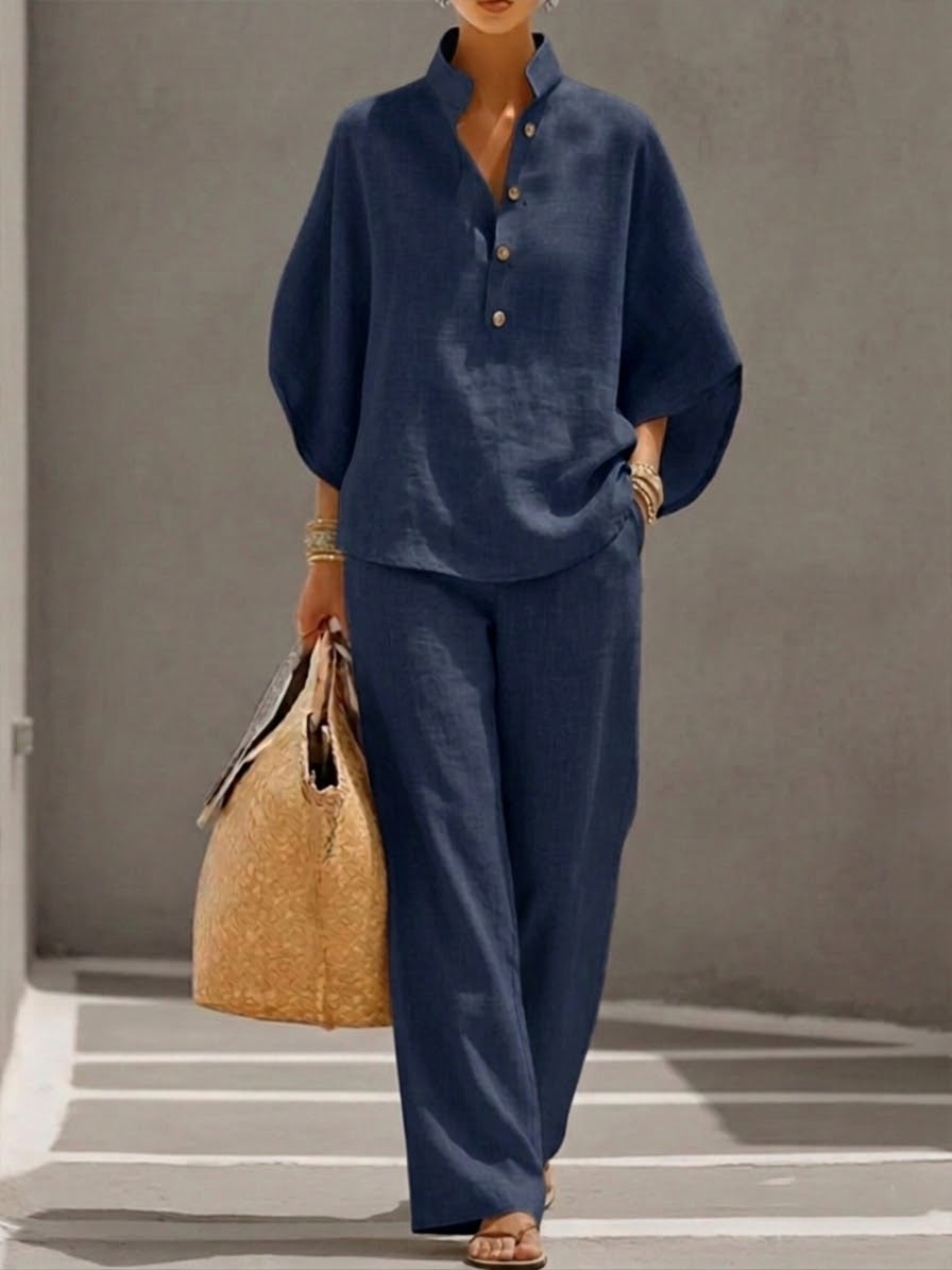 Mariel | Jumpsuit met vleermuismouwen en wijde broek