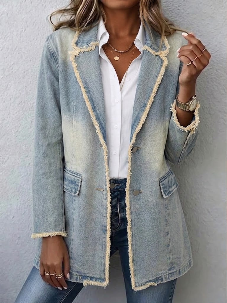 Hélène | Vintage Oversized Blazer met Rauwe Randen