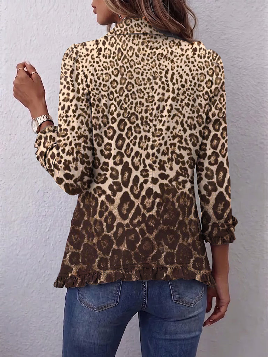 Jacqueline | Luipaard Print Geplooide Jas