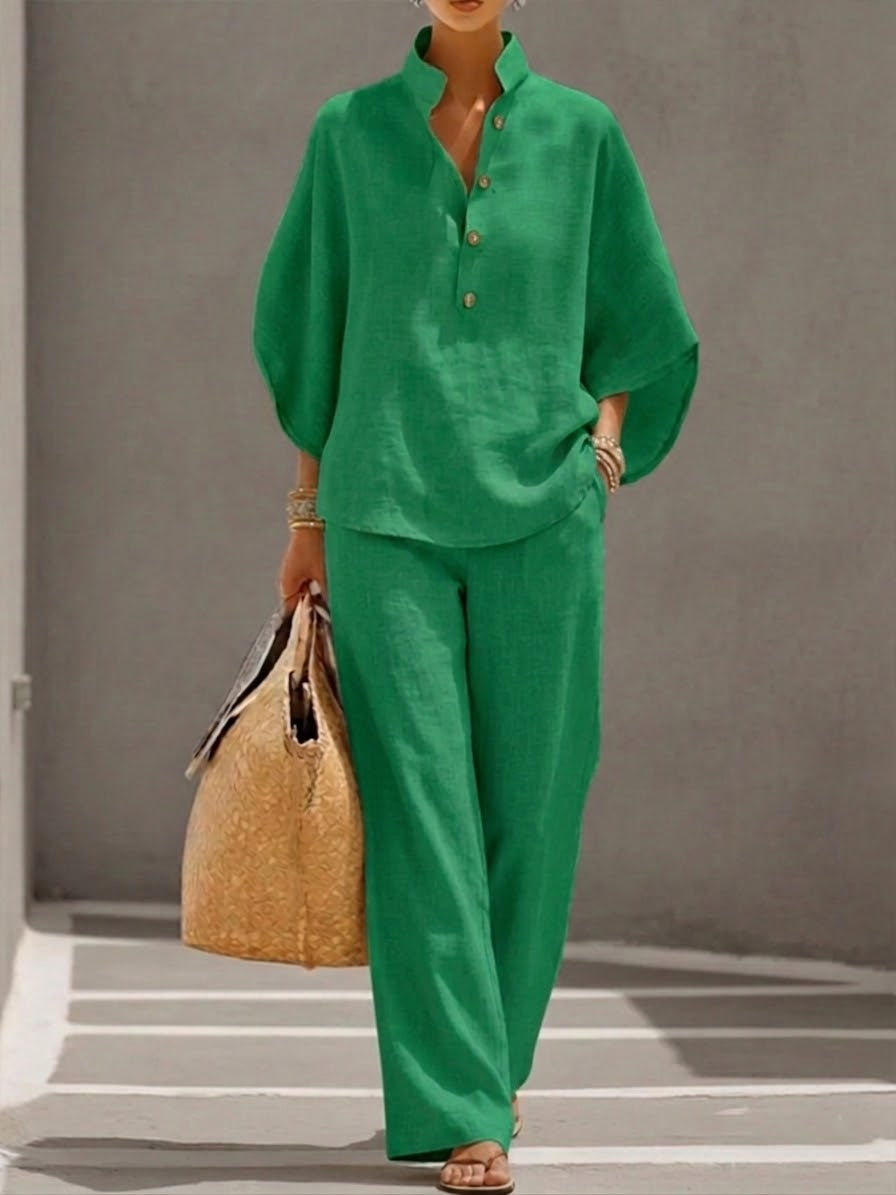 Mariel | Jumpsuit met vleermuismouwen en wijde broek